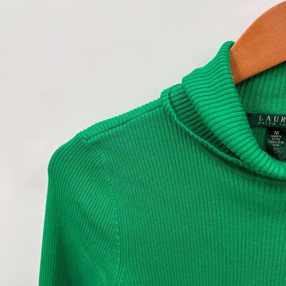 LAUREN RALPH LAUREN Green Knit Turtleneck Sweater // M - Picture 3 of 7